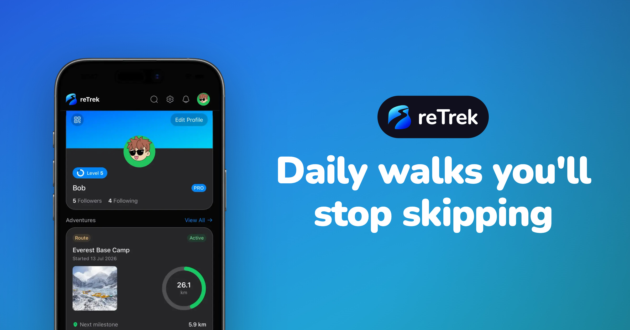 reTrek: daily walks you'll stop skipping